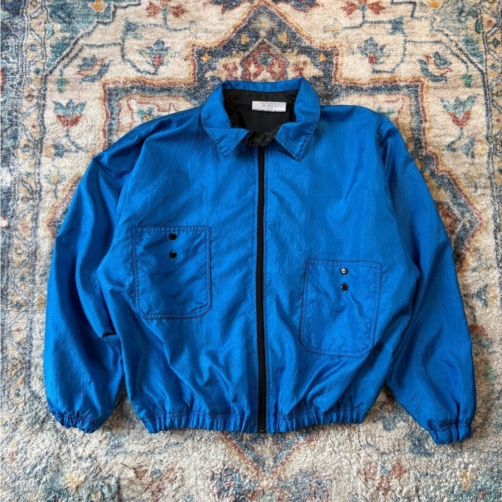 Vintage Textured Zip-up Light Ski Jacket Large